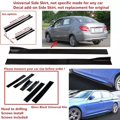 86/54.5  For 17-24 Mitsubishi Mirage G4 Universal Gloss Side Skirt Extension Lip • $52.52