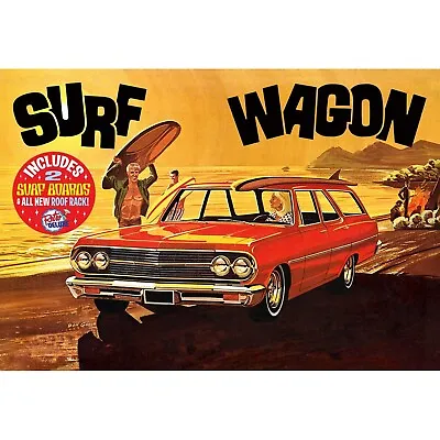 1/25 Scale Model Kit '65 Chevy Chevelle Surf Wagon + Surf Boards Skill 2 AMT1131 • $47.88