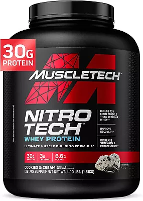 MuscleTech 4Lbs Nitro Tech Whey Protein Powder Cookies And Cream • $49