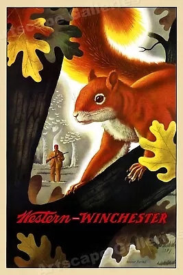 1955 Western Winchester Squirrel Hunting Vintage Style Poster - 16x24 • $13.95