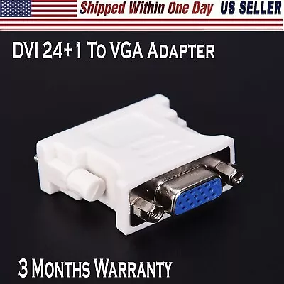 DVI-D Male 24+1 Male To VGA Female Adapter White Socket Converter For PC Monitor • $4.50