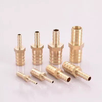 £3.58 • Buy Brass Straight Reducer Hose Joiner Barbed Connector Air Fuel Water Pipe Gas Tubi