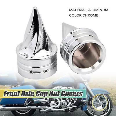 Chrome CNC Twisted Front Axle Nut Covers For Harley Dyna Fat Boy Tri Glide V-Rod • $22.98