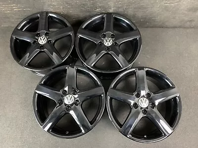 (4) VW Volkswagen Jetta GLI Gloss Black Powder Wheels Rims + Caps 17  Hol.69912 • $895