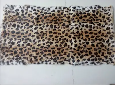 Real Rabbit Fur Leopard Striped Blanket Real Fur Carpet Rug Throw Leather 43x 22 • $37.99