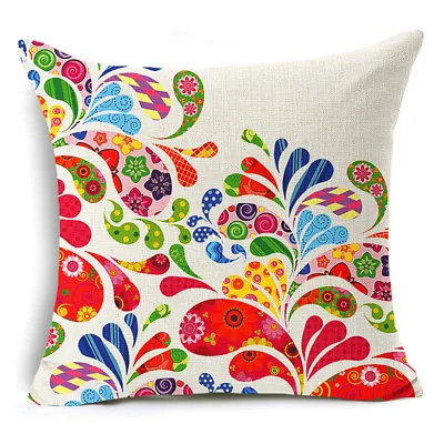 Flowers Life Tree Cotton Linen Sofa Waist Cushion Cover Pillow Case Home Decor • £4.79