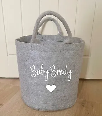 Personalised New Baby Storage Bag Newborn Gift Hamper Bag Baby Shower Gift • £15.95