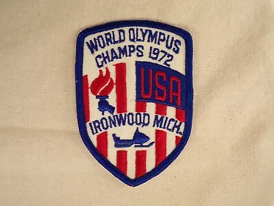 Vintage Snowmobile Racing Patch USSA World Olympus Champs 1972 Ironwood MI • $24.95