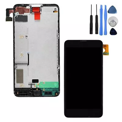 Black Touch Screen Digitizer + LCD Display Frame Part For Nokia Lumia 630 635 • £20.99