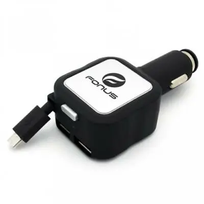 CAR CHARGER RETRACTABLE 4.8AMP 2-PORT USB PORT MICRO-USB DC For PHONES & TABLETS • $15.83