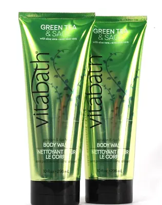 2 Ct Vitabath 10 Oz Green Tea & Sage Moisturizing Body Wash Paraben & Dye Free • $20.99