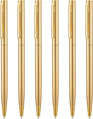6 Pack  Golden Metal Ballpoint Pen With 6 Extra Refills Set 1Mm Medium Point Bl • $13.74
