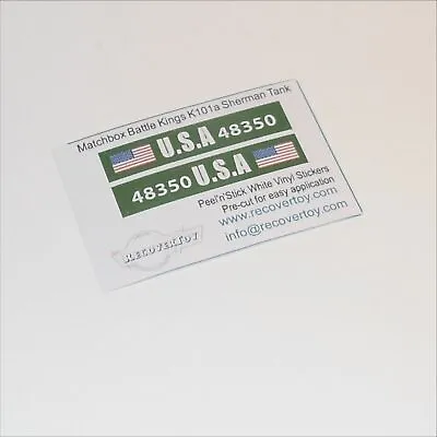 Matchbox Lesney King Size K-101a Battle Kings Sherman Tank Stickers • $6.99