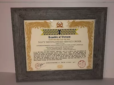 VIETNAM ~ NAVY DISTINGUISHED SERVICE ORDER CERTIFICATE-FIRST CLASS W/Printing • $15.16