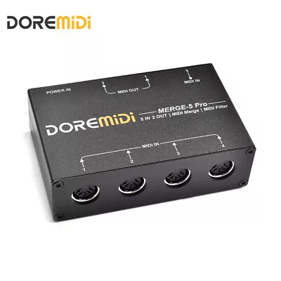 DOREMiDi MIDI MERGE-5 Pro Box (MERGE-5 Pro)is A MIDI Merger & Filter • $60