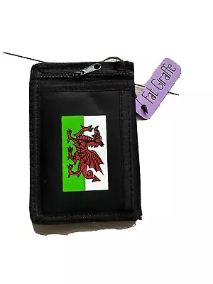 Latest Canvas Dragon/Flag Wales Id/ Card Wallet With Security Chain For Unisex • £10