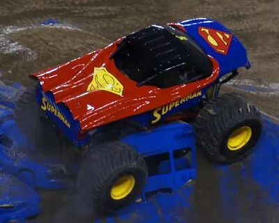 Superman Monster Truck Running On Track 8x10 Glossy Photo #d8 • $2.69