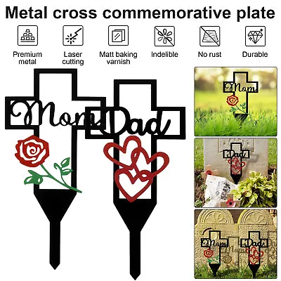 Metal Cross Yard Stake Decorative Cemetery Garden Stake For Grave Plaque NL • $14.29