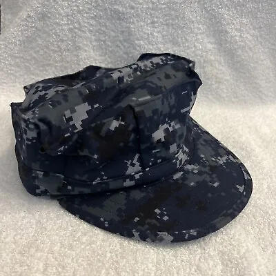 NWU WORKING USN NAVY 8 POINT CAP Blue Digital Camo 7 3/4 Sailor Uniform Gear Hat • $22.22