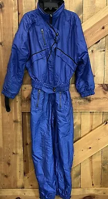 Inside Edge Men's Retro Vintage Ski Snowsuit Blue/Black Sz Medium • $39.99