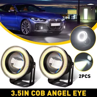 Universal 2Pcs 3.5  Round Projector LED DRL Halo Angel Eyes Fog Lights Lamp 2X • $22.99