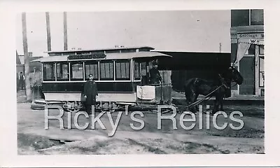 B&W Photo Detroit City Railway #209 1900s Horse Drawn Streetcar GRATIOT Belt Ln • $6.50