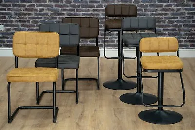 Hoxton Retro Cantilever Dining Chairs & Industrial Bar Stools Adjustable Height • £49.99