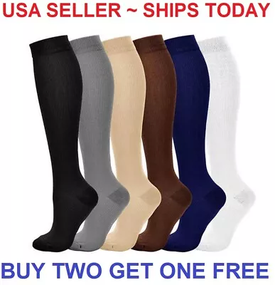 Compression Socks Stockings Womens Mens Knee High Medical 20-30 MmHG S/M-X/XL • $6.28