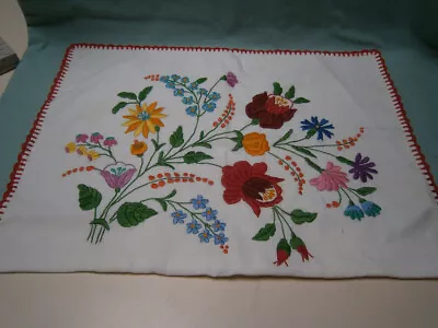 Vintage Hungarian Embroidered Folk Pattern Cushion Cover / Pillow Slip • $29