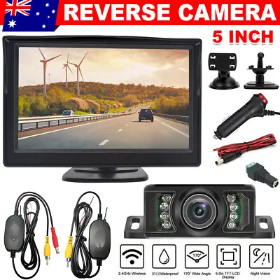 Wireless 5'' TFT-LCD Screen Monitor Reverse Camera Kit Backup Parking Reversing • $40.33