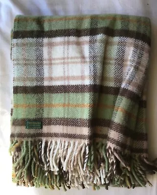 Tweedmill Woollen Blanket Cottage Collection 100% Wool Green & Brown • £26