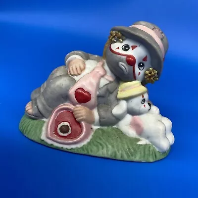 $5 • Buy Li’l Vagabond Enesco 1990 Hobo Dog Lonely Valentine Eating Chocolate Figure