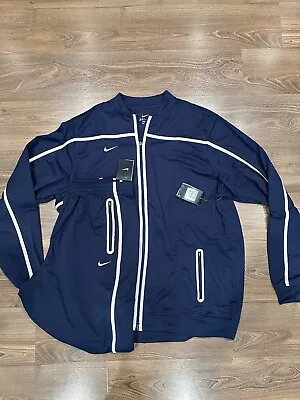 Nike Jacket Athletic Dri-fit L Navy Blue White Trim Warm Up Suit Mens XXLT • $110.99