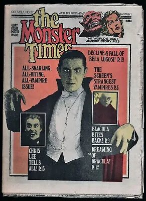 The Monster Times Vol 1 #27 Oct 1973 Bela Lugosi & Christopher Lee 122221WEEM • $25.50