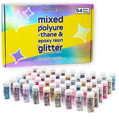 Hemway Cosmetic Glitter 54pcs Set Face Body Eye Nail Art Epoxy Candle Craft PEGM • £14.95