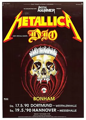 $79.99 • Buy Vintage 1990 Metallica Dio Bonham Metal Hammer Germany Concert Poster 34 X 24