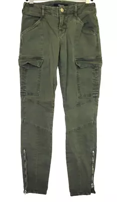 J BRAND Houlihan Skinny Cargo Jean In Distressed Caledon Army Green - Size 24 • $61.74