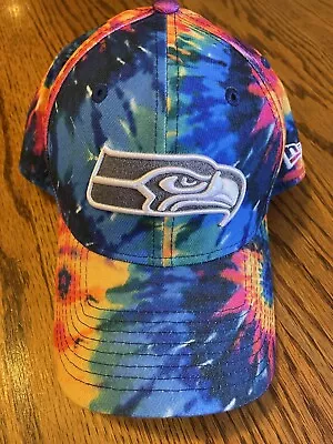 Seattle Seahawks NFL Hat Tie Dye Crucial Catch Cap Logo Fitted Small/ Medium EXC • $9.99