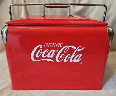 Vintage Advertising Coca-Cola Red/Metal Ice Chest Cooler W/Bottle Opener • $174.90