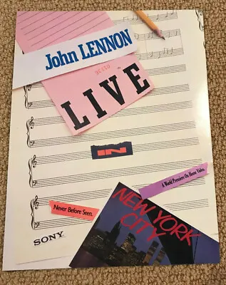 Vintage JOHN LENNON Poster  Live In New York City  Home Video Ad Promo Original • $7.99
