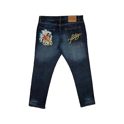 Y2k Ed Hardy By Christian Audigier Jeans Embroidered Lot 2007 Men’s 38w 33l • $211.32