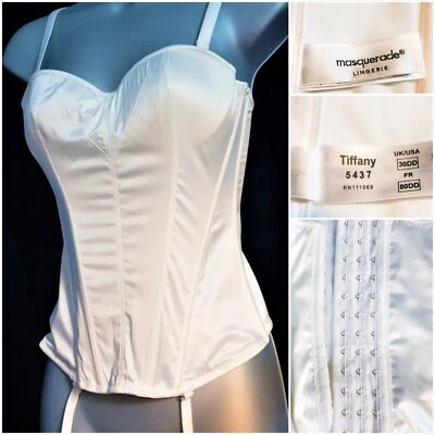 £7 • Buy #5 30DD Tiffany Masquerade Ivory Bridal Basque & Suspenders Multiway Straps