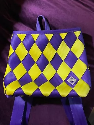 Maggie Bags Seatbelt Backpack Purse Lakers Purple Yellow Preowned  • $25