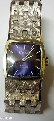 Vintage Lanco 17 Jewels Incabloc Swiss Made Mechanical Ladies Bracelet Watch • £14