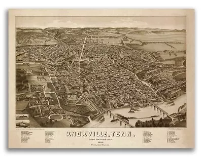 Knoxville Tennessee 1886 Historic Panoramic Town Map - 24x32 • $24.95