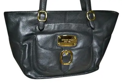 NWT $498 MICHAEL KORS Large Leather TOTE Bag BLACK Leather Goldtone Hardware • $144.90