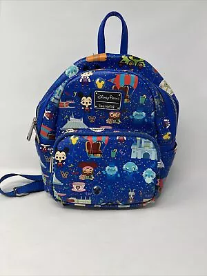 New Disney Parks Jerrod Maruyama Magic Kingdom Blue Loungefly Backpack Used Once • $95.99