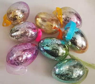 Lot 8 Pc Plastic Mercury Glass Look Easter Eggs Craft Bowl Jar Filler Ornaments • $5.99