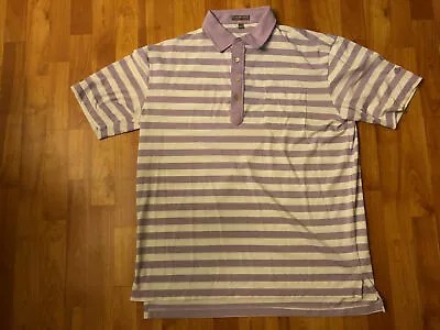 Men's PETER MILLAR Summer Comfort Large White W Purple Stripes  • $29