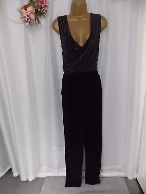 £15 • Buy Quiz(3789)black/silver Lurex Jumpsuit,wrap Over Detail Bust.,size 18/42 
